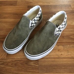Men’s Vans Slip Ons Suede and Checker 10.5